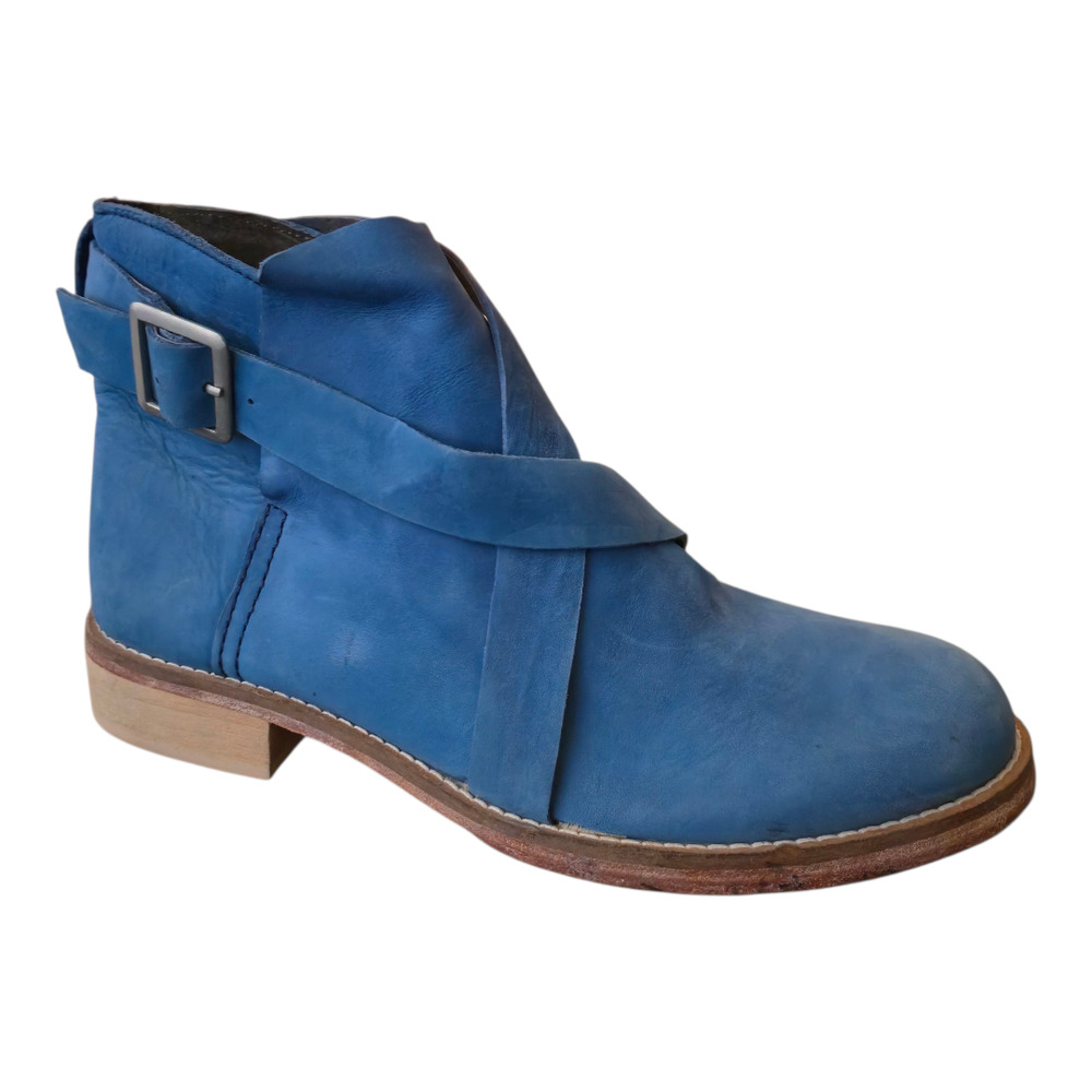 Boho Casual Blue Suede Ankle Boots Harness Strap Moto 37 Free People Las Palmas